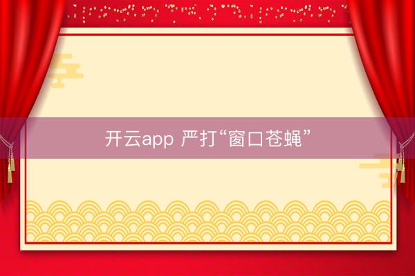 开云app 严打“窗口苍蝇”