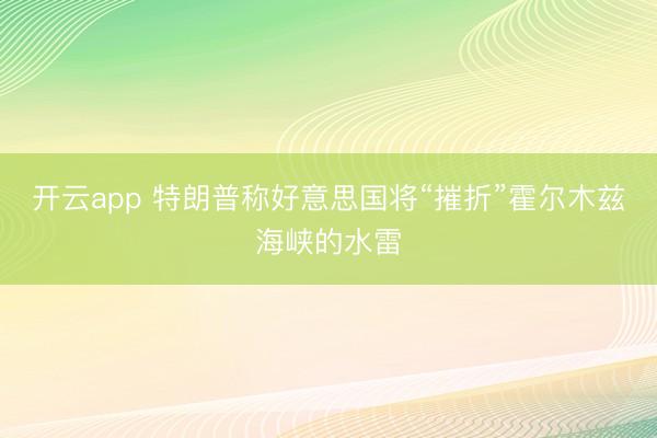 开云app 特朗普称好意思国将“摧折”霍尔木兹海峡的水雷