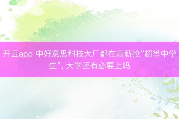 开云app 中好意思科技大厂都在高薪抢“超等中学生”， 大学还有必要上吗